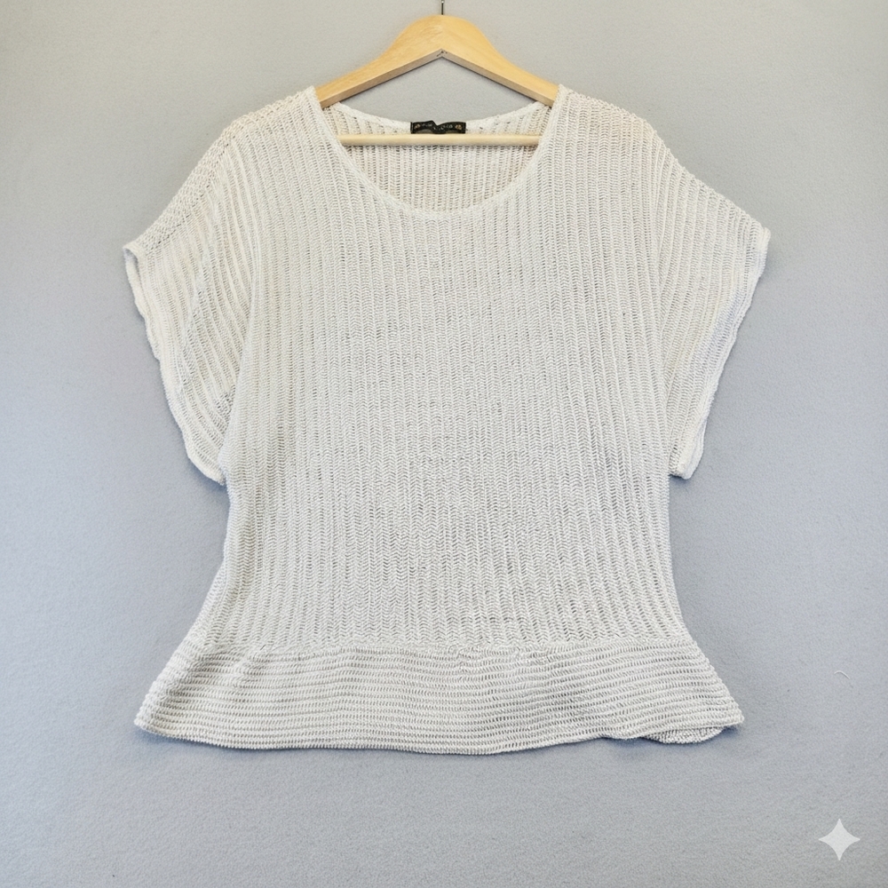 Suzie in the City White Crochet Knit Top XL Boho Cottagecore Made in USA